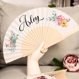 TYU Customized Fans，Personalized Hand Fans for Weddings with  Name，Personalized Hand Fans for Women Foldable，Personalized Hand Fans Bulk，  (50pcs)