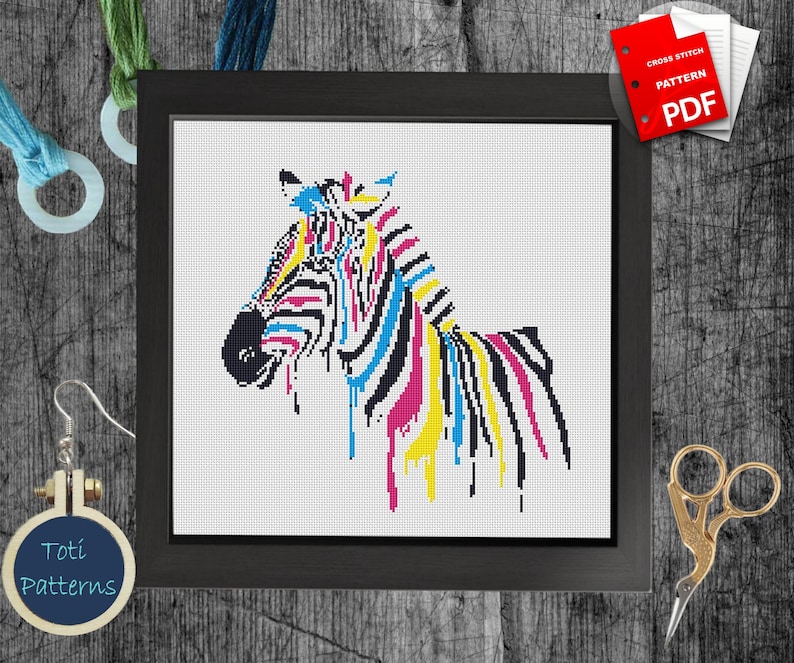 Zebra Cross Stitch, Beginner Embroidery, Cute Cross Stitch, Animal