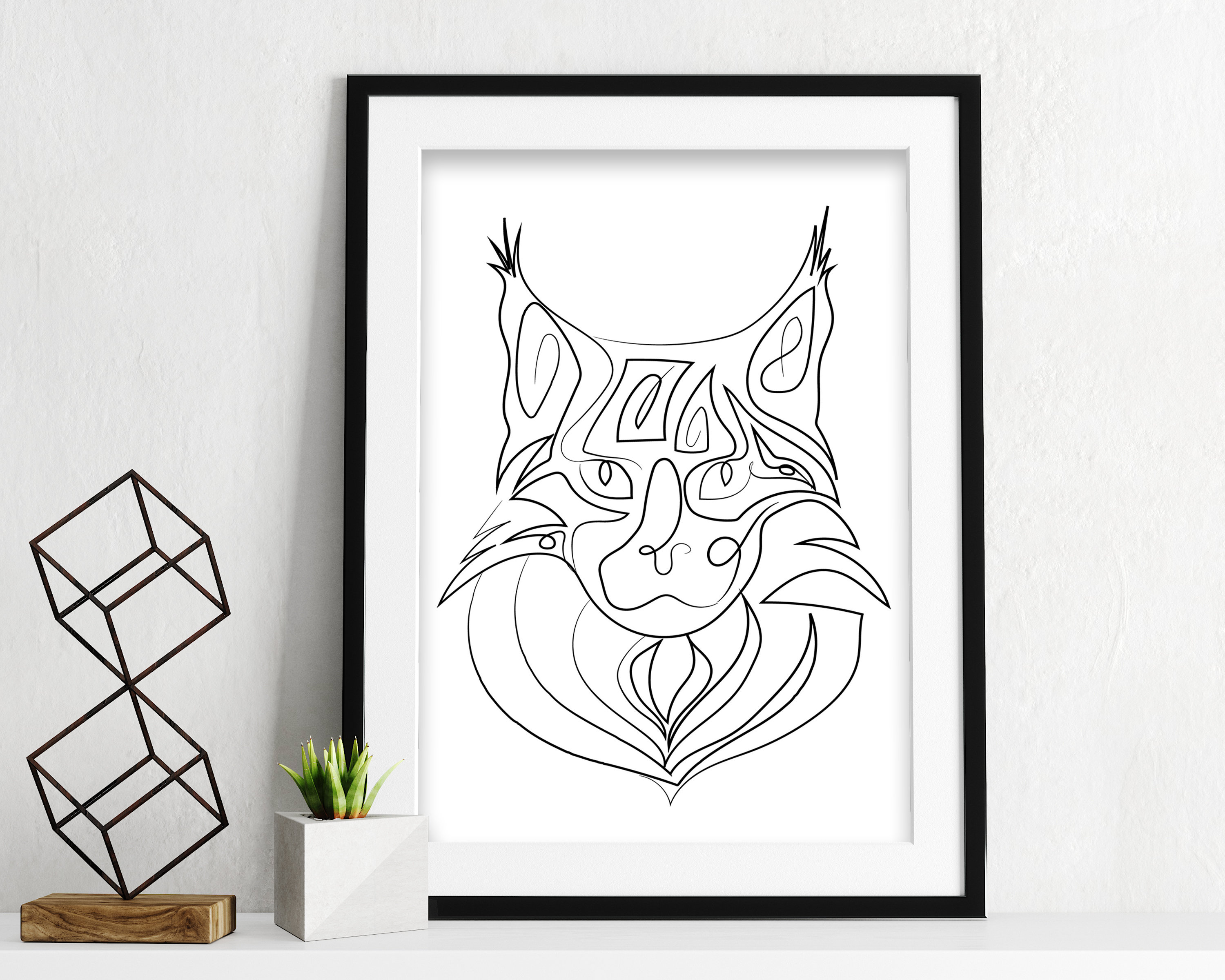 Black and White Cat Art One Line Drawing Cat Art Cat - Etsy