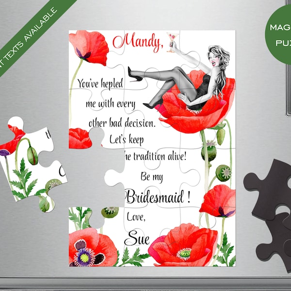 Personalised Bridemaid Proposal, Magnetic Puzzle Bridesmaid gift, Maid of Honor Proposal. Bridesmaid gift, Bridemaid puzzle P4