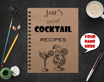 A Cocktail recipes journal, A great personalised notebook for your recipes NBS 51