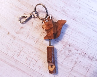 Wooden Squirrel Keychain, Wood keyring, Animal Keychain, Environmental Friendly Green materials KR 4