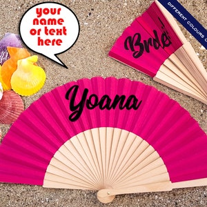 Leque de mão personalizado para presente de madrinha, proposta de madrinha, presente com nome personalizado, leque de mão de noiva, presente de madrinha de honra, casamento de verão HF