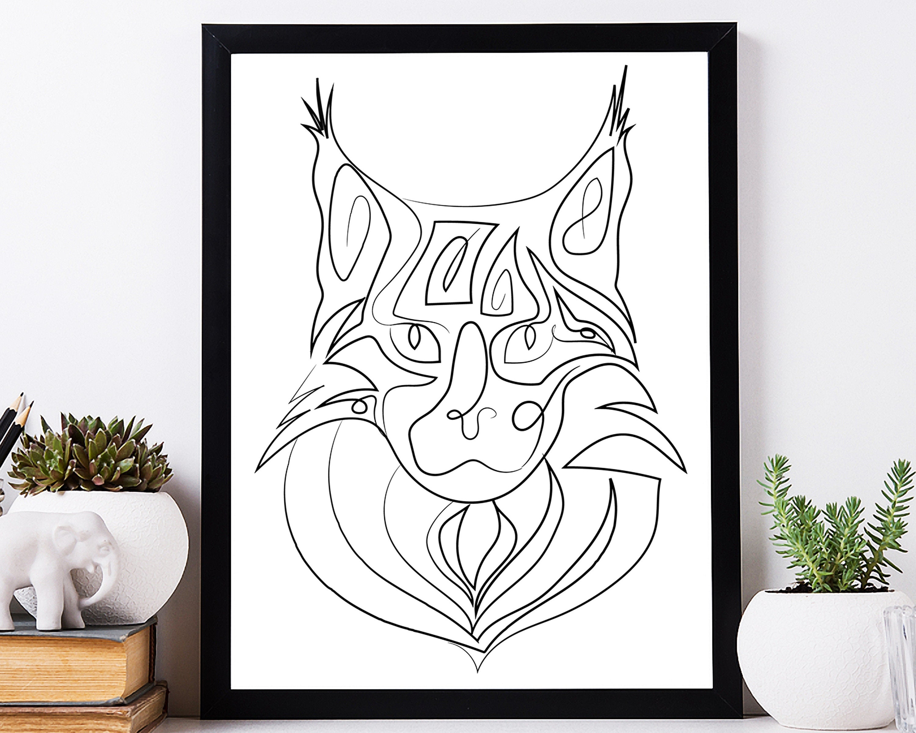 Black and White Cat Art One Line Drawing Cat Art Cat - Etsy