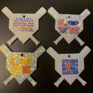 Baseball or Softball Keychains or Bag Tags
