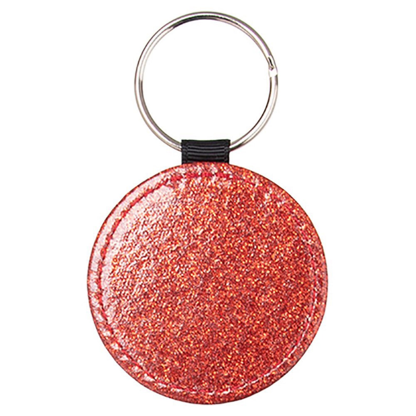 Porte-clés En Cuir Noir Mat - Décor Rose à Paillettes - Idéal Cadeau Saint-Valentin