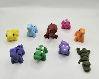 Dinosaur Pocko Pets | Articulated Dinos & Dragons | 3D Printed Mini Flexi Fidgets | 1.25-2 Inches