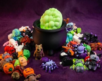 Glow-in-the-Dark Bubbling Cauldron Container | Optional Addon 10 Mystery Halloween Pets | Limited Edition Spooky Mix