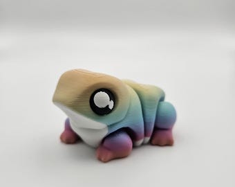Rainbow Chonky Frog (Bull Frog) | 3D Printed Articulating Flexi Fidget
