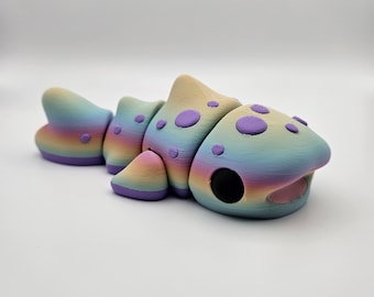 Rainbow Whale Shark | 3D Printed Articulating Flexi Fidget