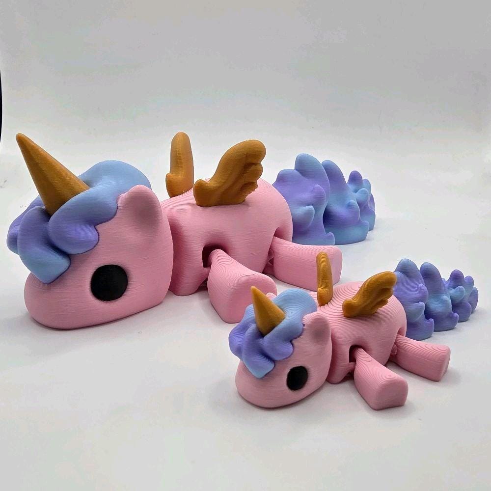 Pink & Purple Unicorn | 3D Printed Articulating Flexi Fidget - Etsy