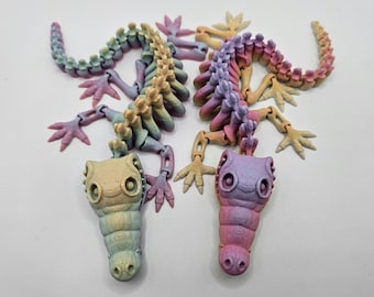 Rainbow Skeleton Crocodile | 3D Printed Articulating Flexi Fidget