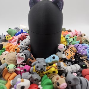 Paquete de 10 animales de bolsillo Mystery Pet con contenedor / Mini animales antiestrés articulados impresos en 3D