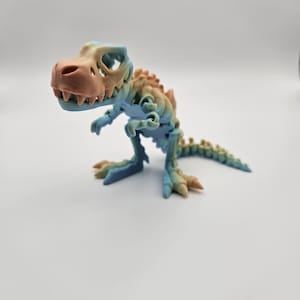 Rainbow Skeleton T-Rex Dinosaur | 3D Printed Articulating Flexi Fidget
