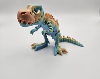 Rainbow Skeleton T-Rex Dinosaur | 3D Printed Articulating Flexi Fidget