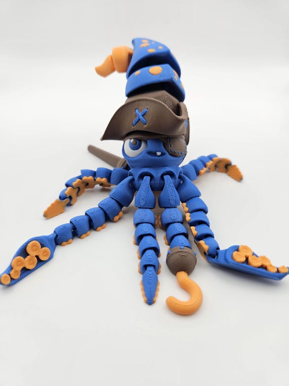 Pirate Squid | 3D Printed Articulating Flexi Fidget - Etsy