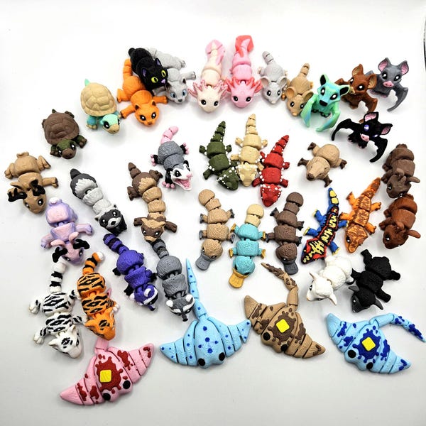 Kies je eigen gedetailleerde Pocko Pets | Ingewikkelde gelede 3D-geprinte dieren | 0,8-1,5 inch