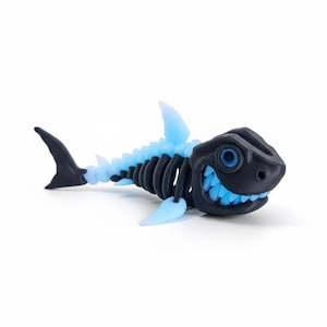 Tiburón esqueleto luminoso / Fidget flexible articulado impreso en 3D