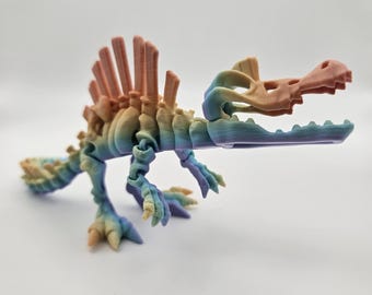 Scheletro arcobaleno di Spinosauro / Fidget flessibile articolato stampato in 3D