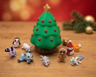 Christmas Tree Container | 3D Printed |Optional Addon 10 Mystery Christmas Pets | Limited Edition Winter Mix