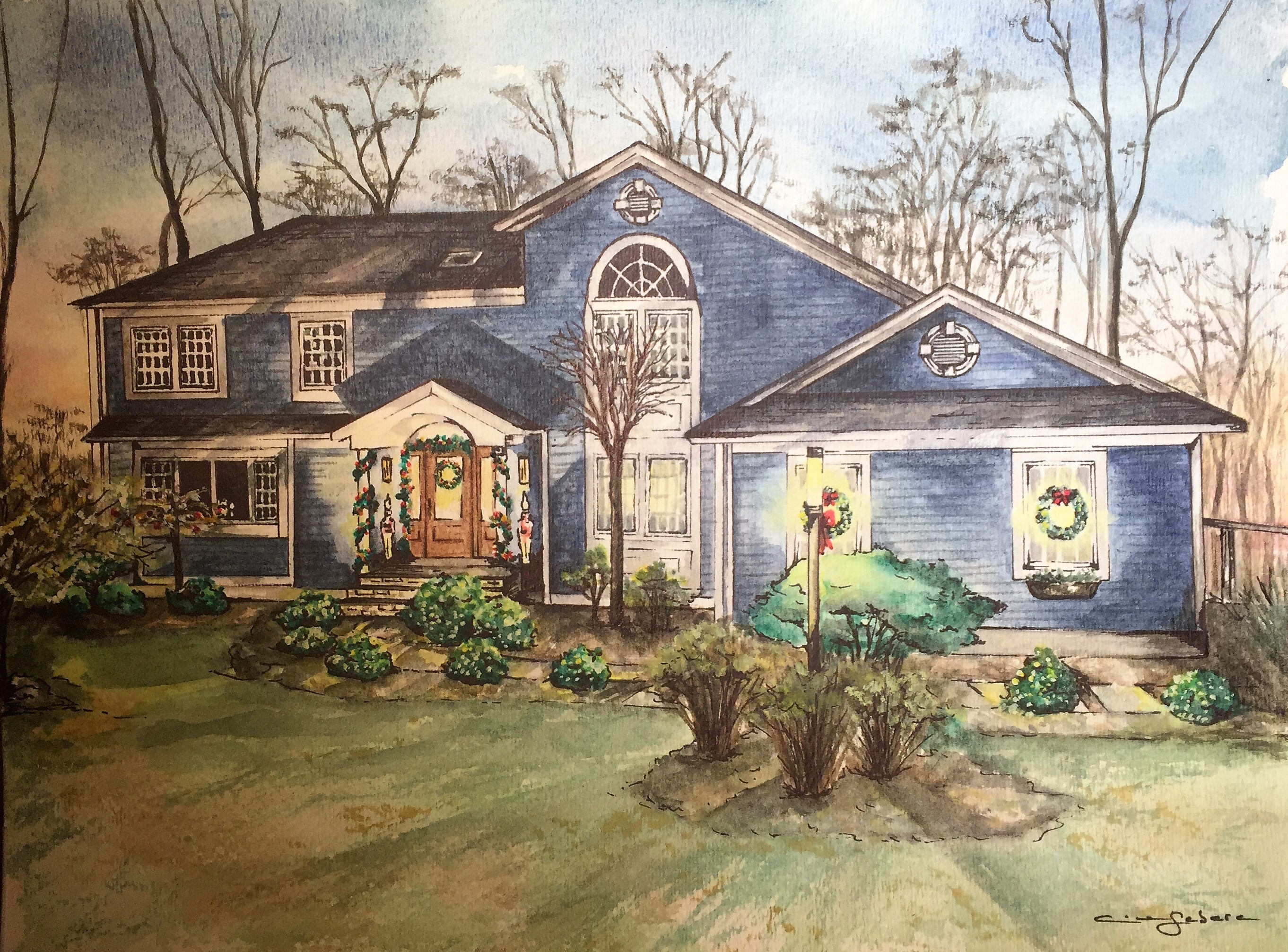Custom Watercolor House Portrait - Hand Painted - Original Art - Etsy