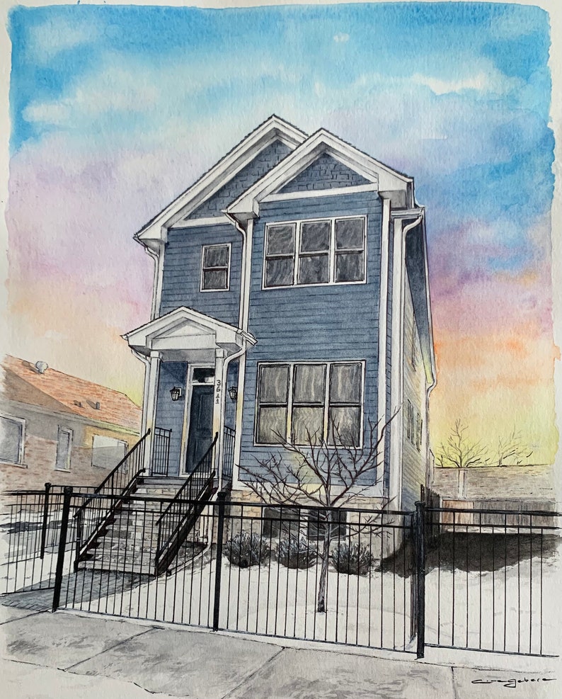 Custom Watercolor House Portrait - Hand Painted - Original Art - Etsy