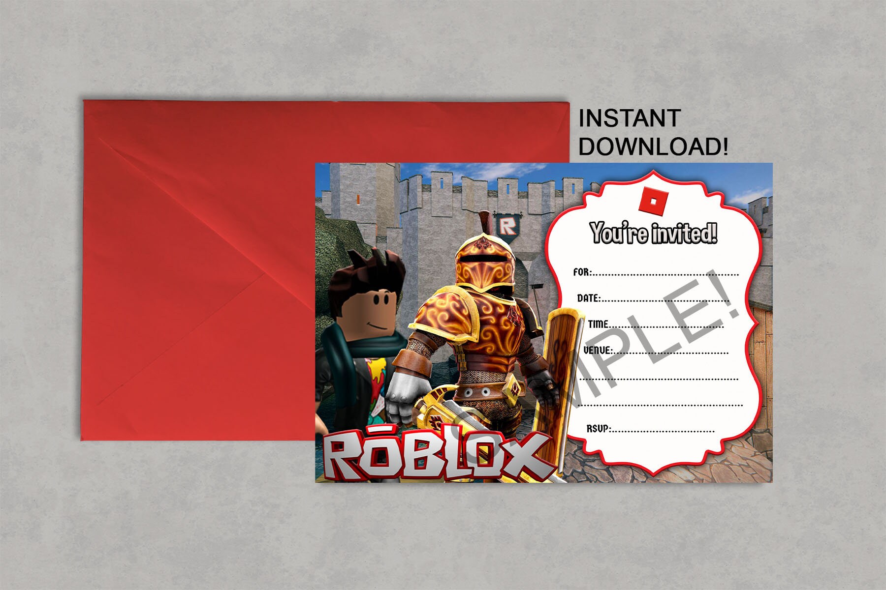 Roblox Inspired Printable Birthday Invitation DIY Blank Fill Etsy