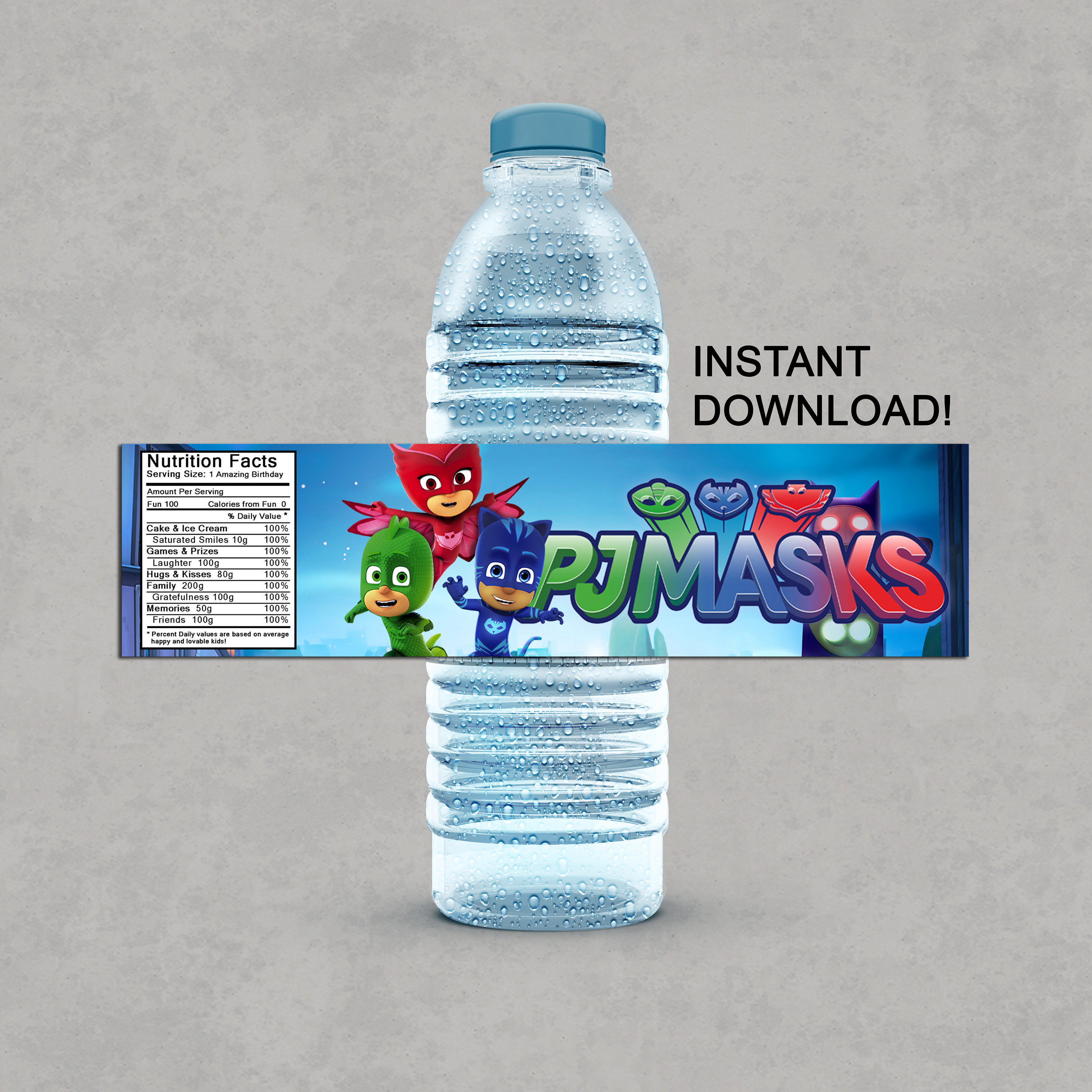 PJ Masks Inspired Water Bottle Labels Printable Birthday DIY Etsy