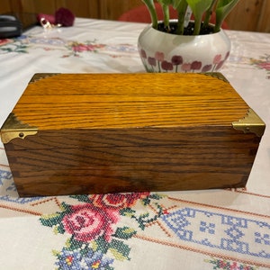 Vintage Handmade Walnut Jewelry Box velvet 8 Compartments #Box#