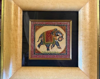 Indian Traditional Hand Painting On Silk Fabric Elephant