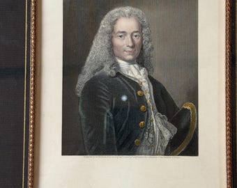 Oude lithografie: portret gouden lijst van Voltaire (16 x 14 inch)