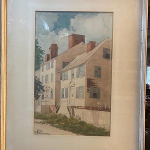 Original watercolor Painting Houses signed by Artist