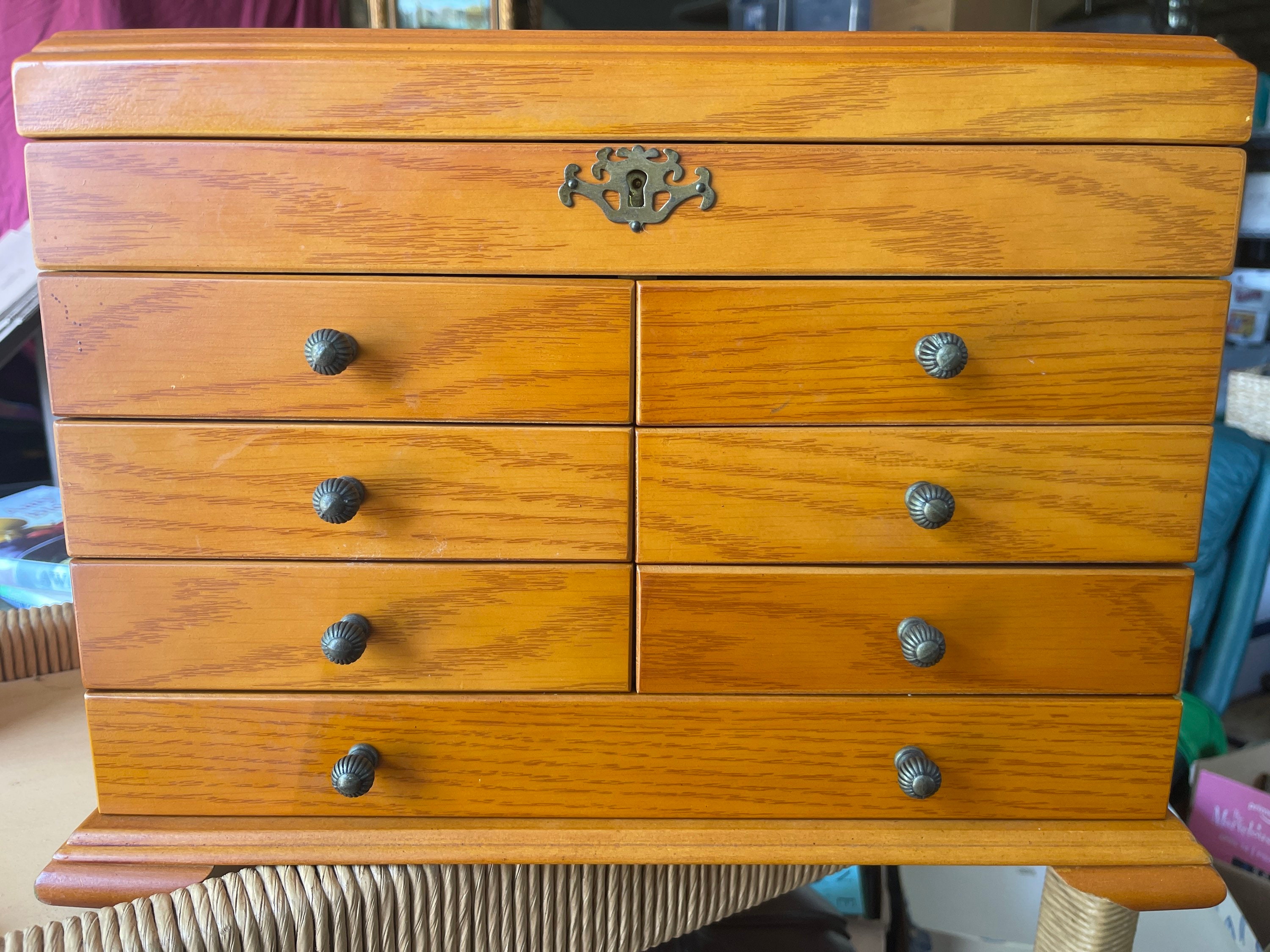 Thomas Pacconi Museum Series Wood Chest Jewelry Box 7 Drawers