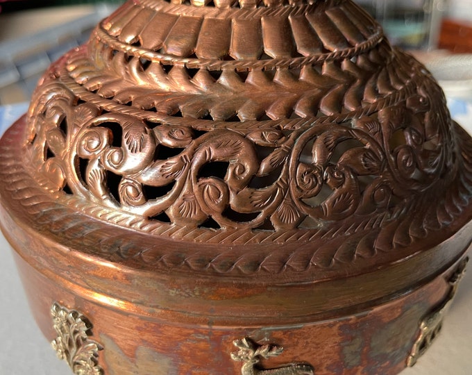 Vintage Handmade Copper Box With Lid Etsy