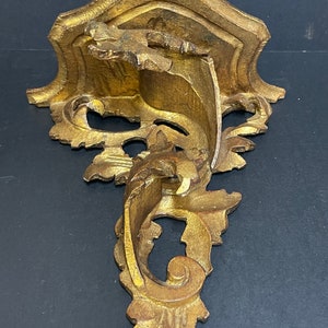 French Gilt Carved wood Floral Scrolled & Scalloped Wall Bracket Middle 19 th C