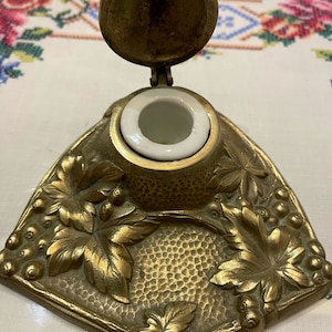 Antique Ormolu Brass Inkwell