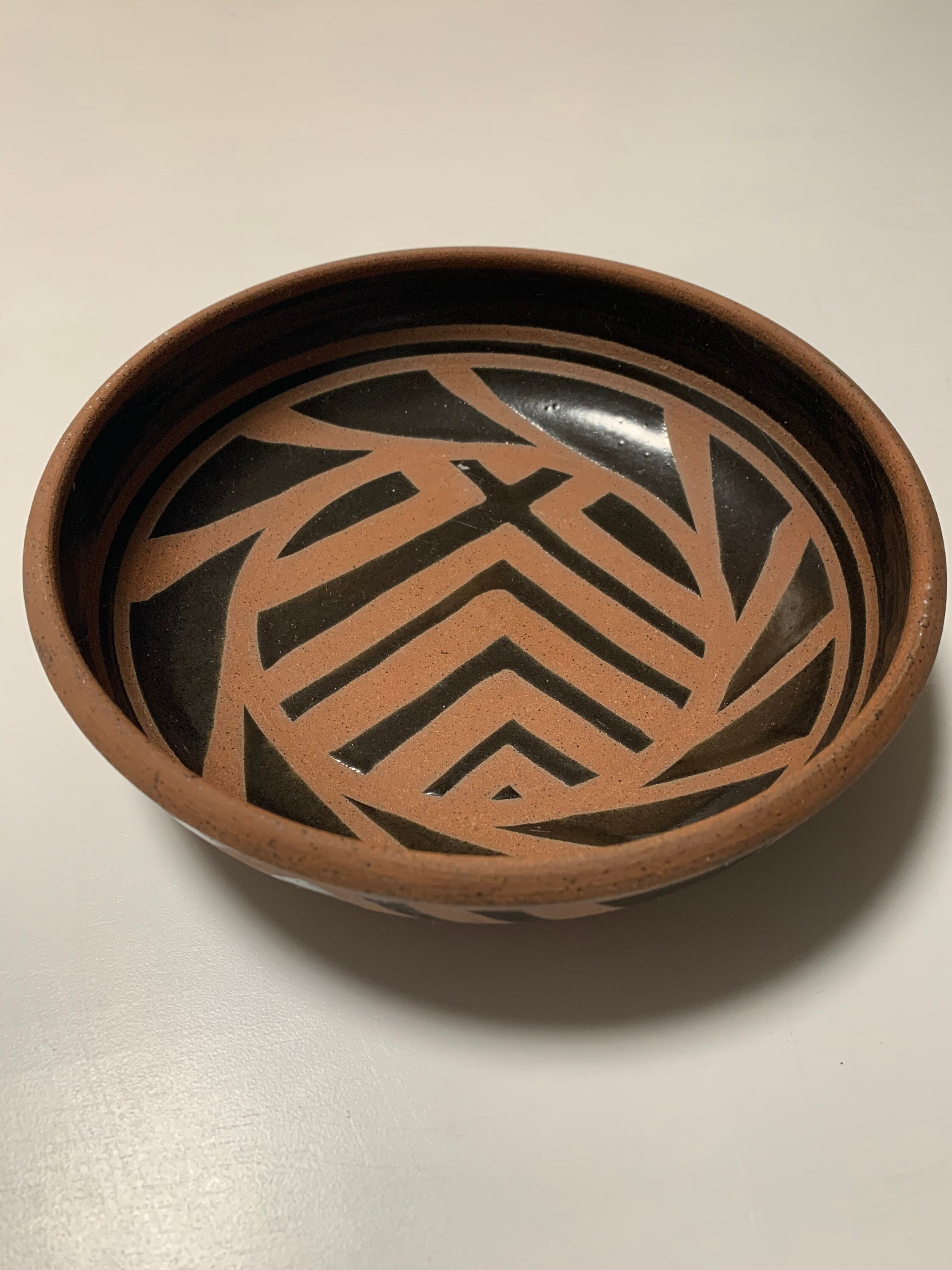 Handmade decorative Beautiful design Ceramic Black&Brawn colored  Native American Bowl 7 13\u201d inches #05#