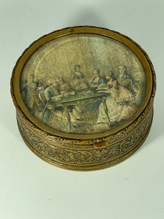 Antique France Jewelry Brass Box