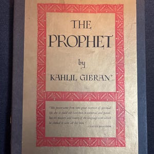The Prophet by Kahlil Gibran 1966 Book Print with bookcase