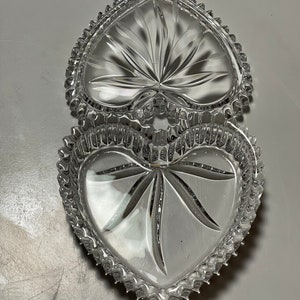 Vintage Cristal Glass Jewelry Box Heart Style #25#