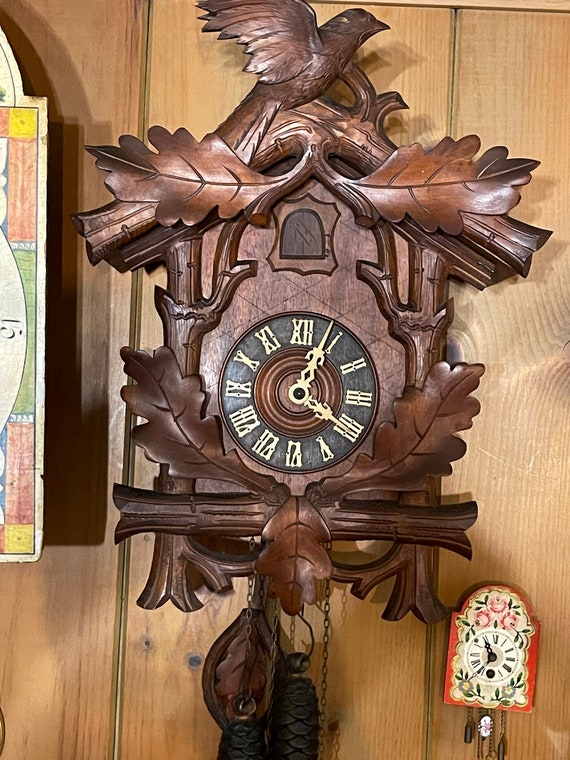 Reloj cucu antiguo americano con pajaros y hojas Etsy Espana
