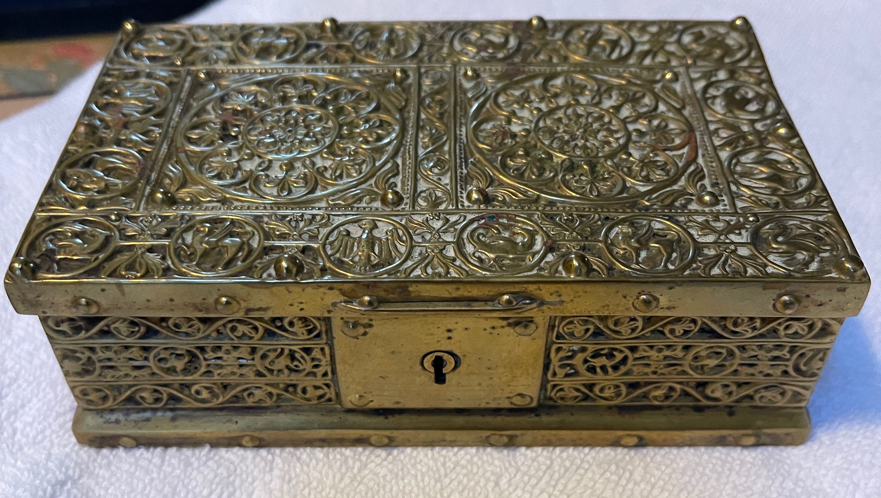 Antique Art Nouveau Brass Jewelry Box by Erhard & Sohne Antique Art Nouveau Brass Jewelry Box by Erhard & Sohne
