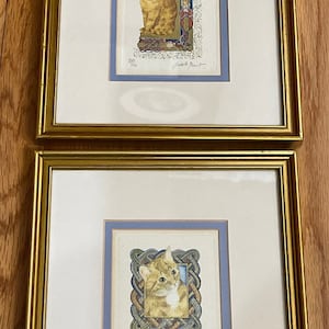 Pair Cat Frames by ISABELLE BRENT “Smug Cat” and “Small Yellow Cat Special Limited printing 26#