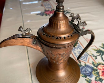 Vintage Middle Eastern Handmade Brass Coffee Maker Dallah 9” #7#