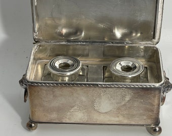 Antique Silver Double Inkwell