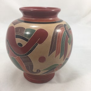 Nicaraguan hand made&painted Ceramic Bowl  Native people figure