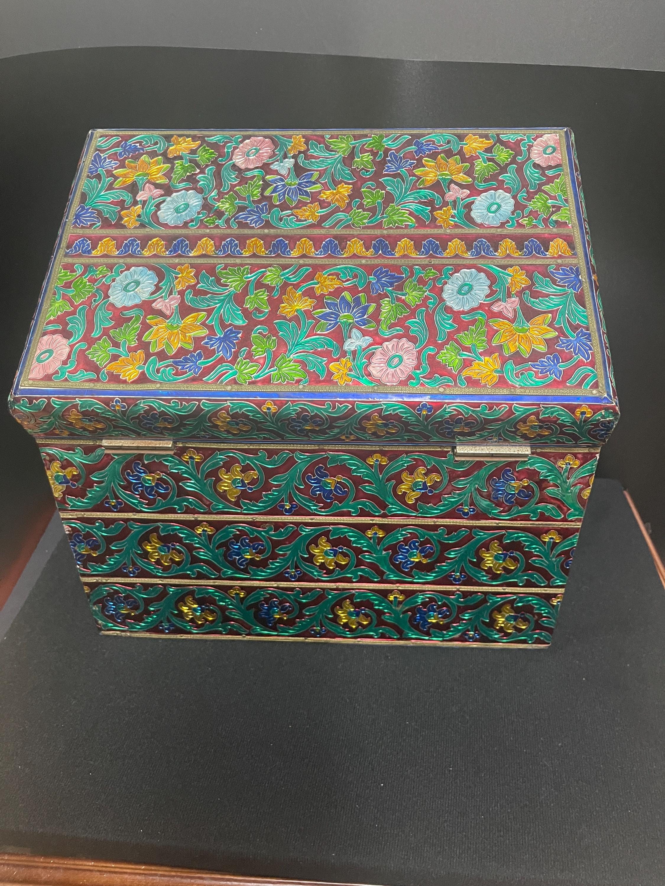 ヴィンテージ七宝焼きスタイルの手作り装飾ジュエリーボックス 12