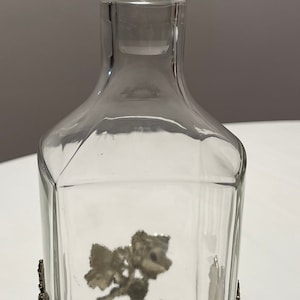 Arthur Court Aluminum Rabbit & Grapes Glass Decanter with stopper