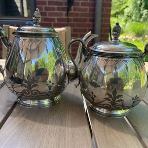 Wilcox Silver Plated Art Deco Serving Teapot and Sugar Bowl