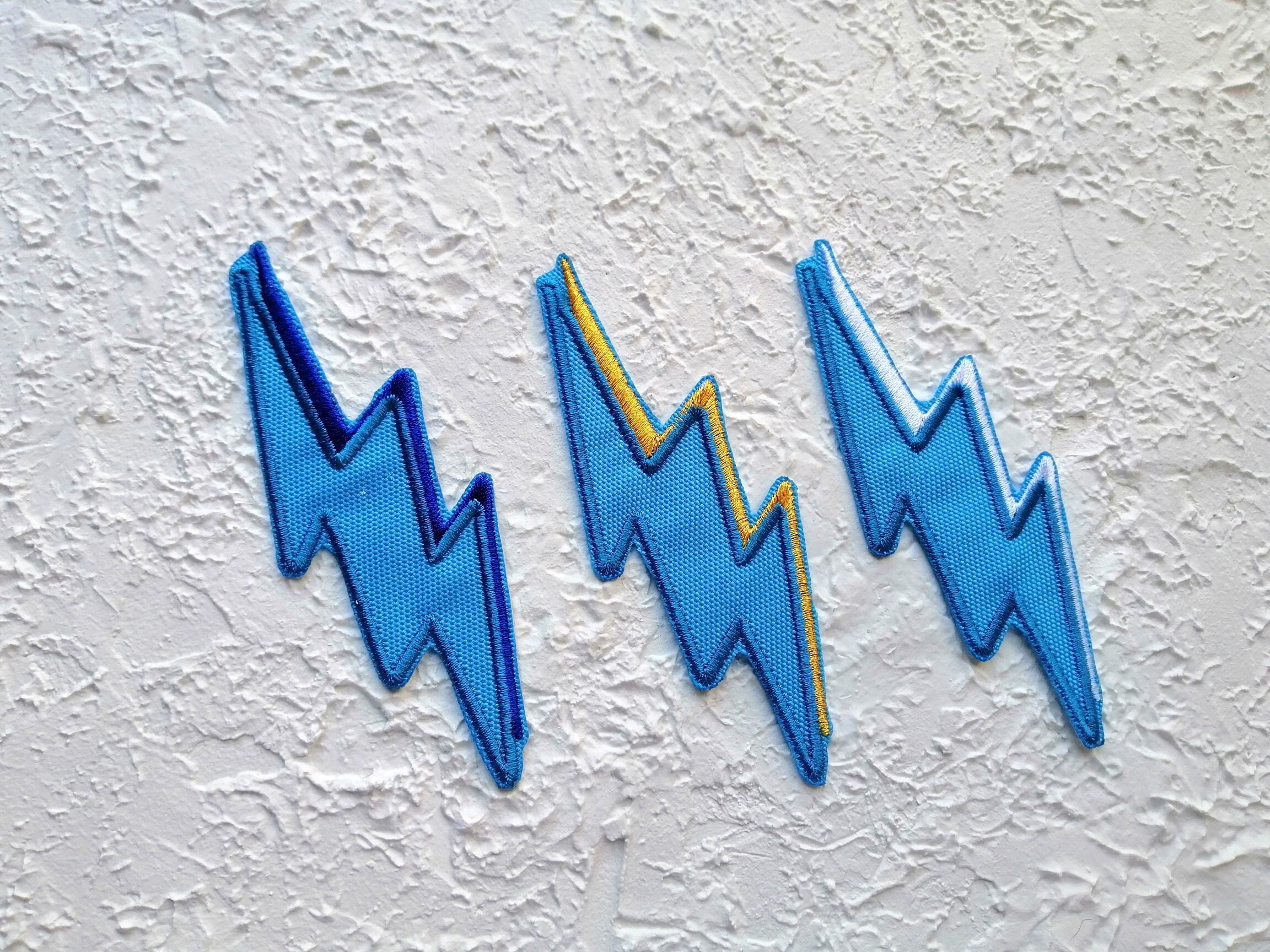 Preppy Blue Lightning Bolt patch. Embroidered patch with hook Etsy